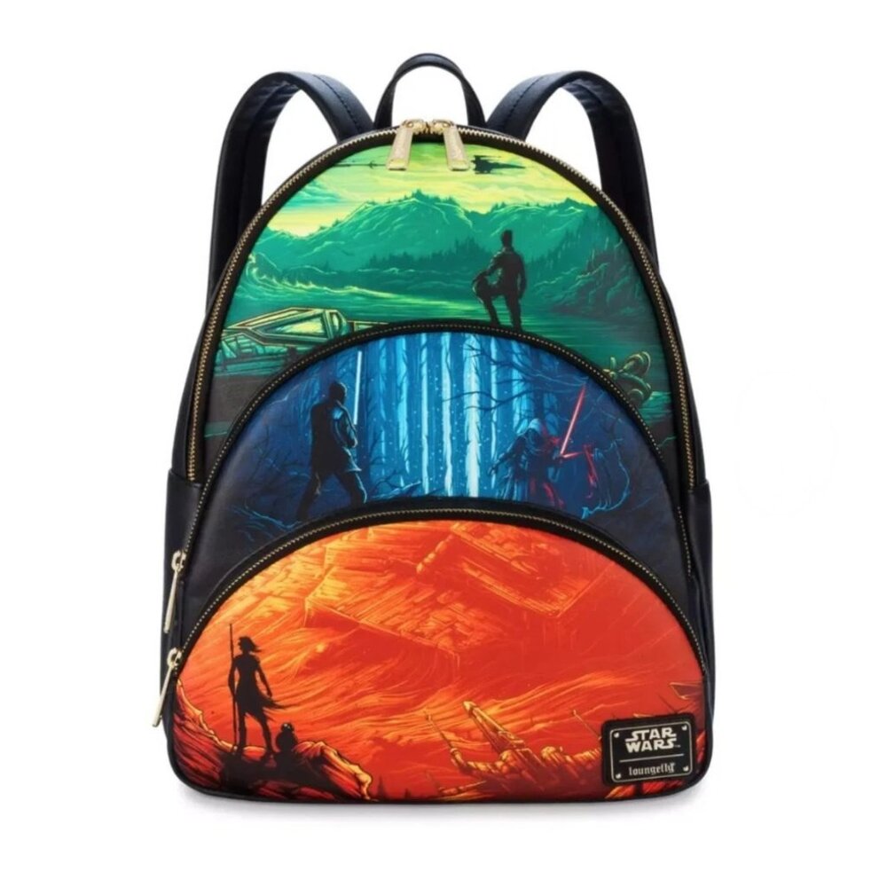 STAR WARS DISNEY 100TH ANNIVERSARY 3 ZIPPER BACK PACK - NWT - LOUNGEFLY